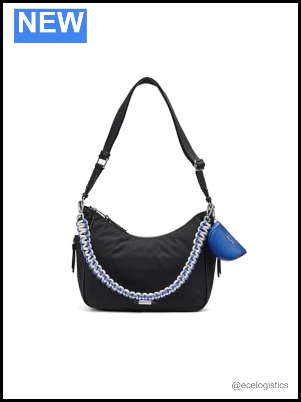 Nylon Organizational Hobo Shoulder Bag with Adjustable Crossbody Strap